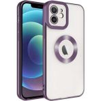 Teknomoda Tecno Spark 8 Pro Kılıf Logo Yeri Açık Kamera Lens Korumalı Renkli Kenarlı Şeffaf Silikon - Mor