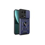 TEKNOMODA Xiaomi Redmi Note 13 Pro 4G Kılıf Yüzüklü Standli Sürgülü Kamera Korumalı Tank Sert Silikon Kapak ile uyumlu