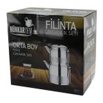 Teknoparkx Filinta Orta Boy Çelik Çaydanlık Seti Çift Kapaklı Renkli Bakalit Kulp Üst Demlik: 1.25L - Çok Renkli