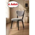 Teknor 2 Adet Elma Sandalye Modern Kadife Kapitone Sırtlı Mutfak Yemek Odası Balkon Kafe Sandalyesi 85 cm - Açık Gri