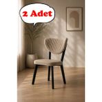 Teknor 2 Adet Elma Sandalye Modern Kadife Kapitone Sırtlı Mutfak Yemek Odası Balkon Kafe Sandalyesi 85 cm - Kapuçino