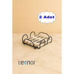 Teknor 2'li Özel Tasarım Kare Peçetelik - Siyah