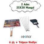 Teknor 2'li Paslanmaz Krom Kaplama Tel Izgara / Mangal Izgarası 25X38CM 6 Şiş ve Yelpaze Hediyeli