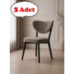 Teknor 3 Adet Elma Sandalye Modern Kadife Kapitone Sırtlı Mutfak Yemek Odası Balkon Kafe Sandalyesi 85 cm - Kahverengi