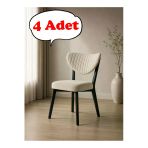 Teknor 4 Adet Elma Sandalye Modern Kadife Kapitone Sırtlı Mutfak Yemek Odası Balkon Kafe Sandalyesi 85 Cm