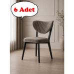 Teknor 6 Adet Elma Sandalye Modern Kadife Kapitone Sırtlı Mutfak Yemek Odası Balkon Kafe Sandalyesi 85 cm - Kahverengi