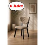 Teknor 6 Adet Elma Sandalye Modern Kadife Kapitone Sırtlı Mutfak Yemek Odası Balkon Kafe Sandalyesi 85 Cm