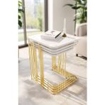 Teknor Orkide Tekerlekli 4 Lü Zigon Sehpa Gold- Beyaz Mermer Mdf - Ekru