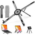 teknosepetim Dizüstü Bilgisayar Macbook Stand Magsafe İle Uyumlu Telefon Standı Manyetik Tripot 4in1 Portatif Kılıflı Alüminyum Portatif Bilgisayar Telefon Tablet İle Uyumlu Stand