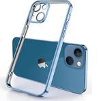 teknosepetim iPhone 13 Kılıf Kamera ve Lens Korumalı Yanları Parlak Arkası Şeffaf Kılıf Mercek Korumalı Silikon İnce Darbeye Dayanıklı (açık mavi)