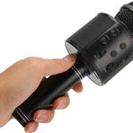 teknosepetim Karaoke Mikrofon Aux Usb Ve Sd Kart Girişli Bluetoothlu siyah şarj kablolu şık tasarım hoparlör
