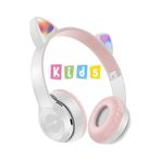 Teknosepetim Kedi Kulağı Detaylı Kablosuz Rengarenk Işıklı Buetooth Rgb Çocuk Oyuncu Kulaklık Üstün Performans, Beyaz
