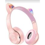 teknosepetim Kedili Kedi Cat Işıklı Rgb Kulaküstü Bluetooth Kulaklık P47M Aux Sd Card Girişli - Pembe