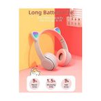 Teknosepetim Mikrofonlu Işıklı Renk Değiştiren Cat Kedi Kulaklık Gri-Pembe Gamer Oyuncu Kulaklığı P47M Kulaklık Çocuk Yetişkin Uygun,, Gripembe, Small - standart