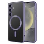 teknosepetim Samsung S24 Kılıf Kamera Lens Korumalı Kablosuz Şarj Destekli Arkası Şeffaf Parlak Kenarlı Kapak Esnek Silikon İnce Kılıf s24 lensli (Mor)