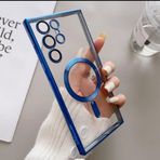 teknosepetim Samsung S25 ULTRA Kılıf Kamera Lens Korumalı Kablosuz Şarj Destekli Arkası Şeffaf Parlak Kenarlı Kapak Esnek Silikon İnce Kılıf (MAVİ)