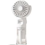 Teknosepetim Taşınabilir Şarjlı Buhar Püskürten El Fanı Küçük Vantilatör Sessiz Su Sisi Spreyli El Tipi mini Fan (BEYAZ)