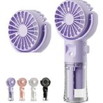 Teknosepetim Taşınabilir Şarjlı Buhar Püskürten El Fanı Küçük Vantilatör Sessiz Su Sisi Spreyli El Tipi mini Fan (MOR)