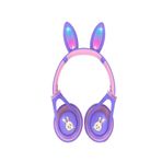 Teknosepetim Tavşan Kulaklık Renkli Led Işıklı Mikrofonlu Bluetooth Kulaklık Çocuk Yetişkin Uygun Stereo Bass, Mor me-15 beyaz-pembe