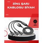 Teknoşık Dayanıklı Metal Başlıklı 3’ü 1 Arada Şarj Kablosu – Tüm Larla Uyumlu - Çok Renkli