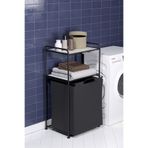 Teknotel 2 Katlı Çamaşır Sepeti Kirli Sepeti Beyaz Raflı Banyo Dolabı Düzenleyici Organizer MAT SİYAH MG100