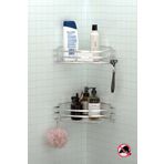 Teknotel Banyo Düzenleyici Şampuanlık Yapışkanlı Kancalı 2 Adet Banyo Köşe Rafı Silver St207h