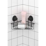 Teknotel Delme Vida Matkap Yok! Vakumlu,Yapışkanlı Tek Katlı Banyo Köşe Rafı Şampuanlık Siyah DM251