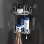 Teknotel İki Katlı Kancalı Banyo Köşe Rafı Krom Es092 Çok Renkli