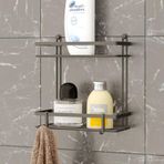 TEKNOTEL İKİ KATLI KANCALI BANYO RAFI SİYAH ES067H