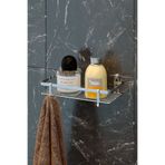 Teknotel Tek Katlı Lamalı Banyo Rafı Kancalı Şampuanlık Krom ES081H