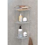 Teknotel Üç Katlı Banyo Duş Köşe Rafı Krom Lm009