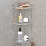 Teknotel Üç Katlı Banyo Köşe Rafı Kancalı Krom Lm009H Çok Renkli