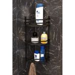 Teknotel Üç Katlı Kancalı Banyo Köşe Rafı Mat Siyah Es076H Siyah