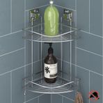Teknotel Yapışkanlı Iki Katlı Banyo Duş Köşe Rafı Krom Ef253