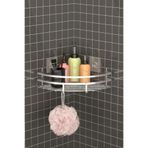 Teknotel Yapışkanlı Şampuanlık Kancalı Banyo Köşe Rafı Silver ST107H