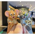 Teknotik Yeni Lüks Üç Boyutlu Silikon Tom&jerry Çift Anahtarlık Çanta Aksesuarı ve Çocuk Oyuncağı