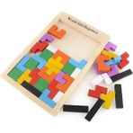 Teknotrust 1+ Eğitici Ahşap Blok Tetris Zeka Oyunu Tr Altın 2+ Yaş - Ahşap Desenli - 0