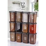 TeknoTrust 12'li Büyük Boy Kare Saklama Kabı Seti, 1200 ml, Antrasit, Şeffaf, Etiketli, Plastik - Seçenek 1