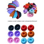 Teknotrust 12'li Yıkanabilir Yanmaz Mini Chef Göbekli Muffin Pişirme Kalıbı, Silikon Kek, Cupcake, Hamur7X3,5C - 1,5 x 11 cm