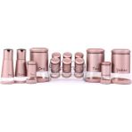 TeknoTrust 13 Parça Rose Gold Cam Baharat Takımı Seti, 1,1 L, Beyaz, Şık ve kullanışlı - 1 lt
