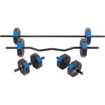 Teknotrust 30 kg (150 Cm) Düz Barlı Z Barlı Dambıl-Dumbell-Ağırlık-Halter–full Set Mavi Kapaklı - 0,5 kg - Beyaz