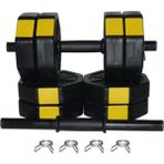 Teknotrust 30 kg Dambıl Dumbell Halter Ağırlık Fitness Kısa Bar Seti (Sarı Kapaklı) - 0,5 kg - Beyaz