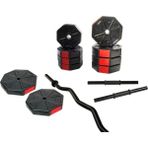 Teknotrust 30 kg Z Bar ve Dambıl Seti Dambıl - Dumbell - Ağırlık - Halter Set (Kırmızı Kapaklı) - 0,5 kg - Beyaz