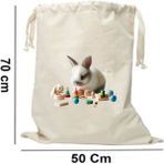 Teknotrust 50 x 70 cm Kanvas Oyuncak Torbası Sevimli Tavşan - Ahşap Rengi