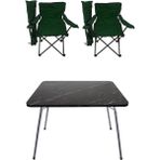 Teknotrust 60X80 cm Katlanır Masa ve 2 Kamp Sandalyesi, Yeşil, Piknik ve Plaj Keyfi