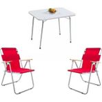 Teknotrust 60X80 Katlanır Masa ve 2 Kırmızı Katlanır Kamp Sandalyesi Set - Seçenek 1