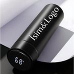 TeknoTrust Dijital Dereceli 500 ml Çelik Termos, Siyah, Kişiye Özel, Şık ve Kullanışlı Tasarım - 0,01 lt - 0400