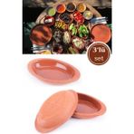 Teknotrust Elizi Çömlekleri 3’Lü Mini Oval Sırlı Kase, Çok Amaçlı Toprak Surum Servis Kase 3 Adet Sırlı - 1,5 x 11 cm