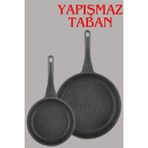teknotrust Granit 2'li 20-26 cm Gri Tava , Yapışmaz Yanmaz Taban - Fryas Set