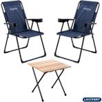 Teknotrust Katlanır Kamp Sandalyesi ve Masa Seti, Lacivert, 130 Kg, 2'li Paket